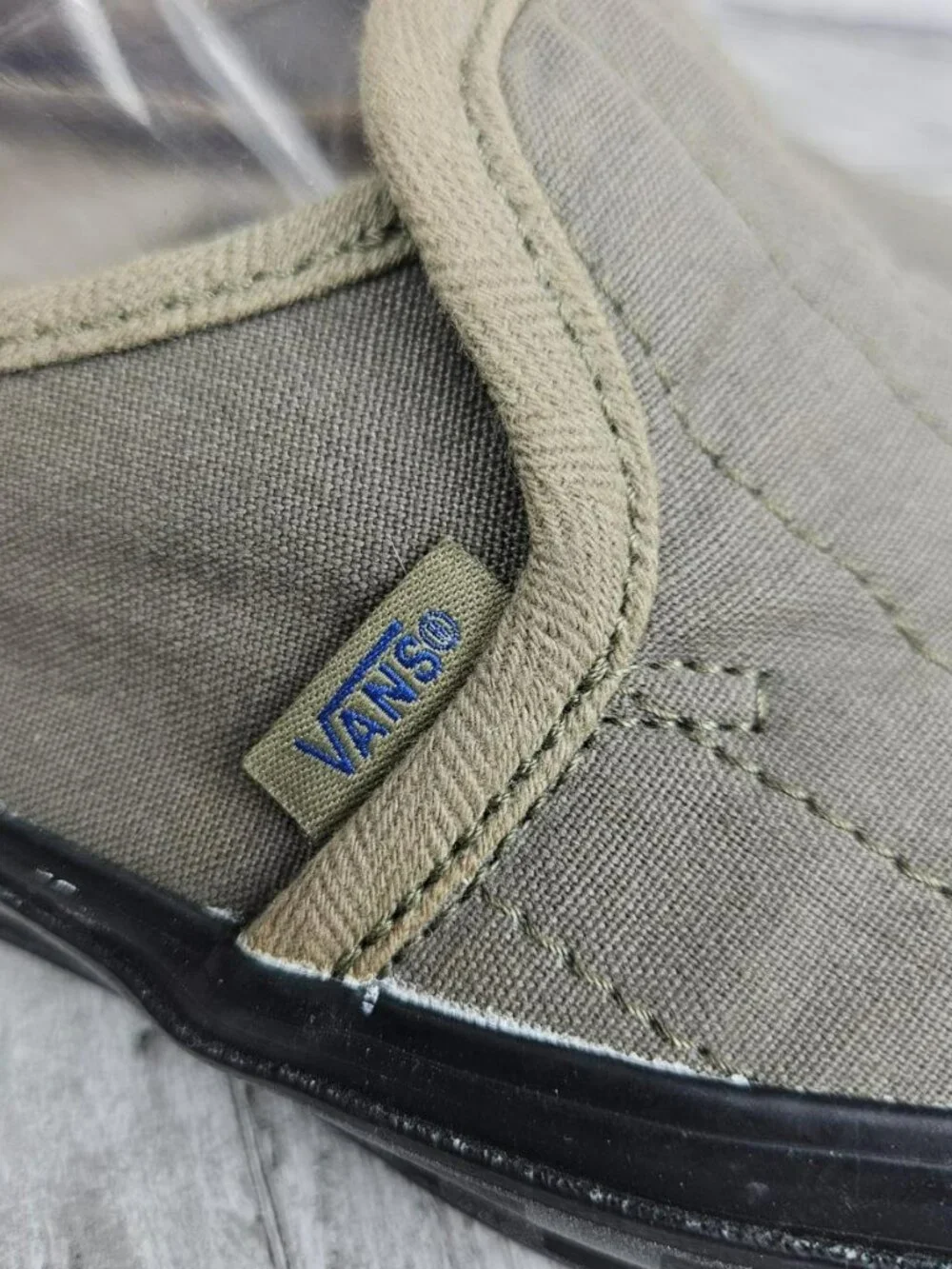 Men's Slip-On Canvas Shoes in Olive with Yellow Accent